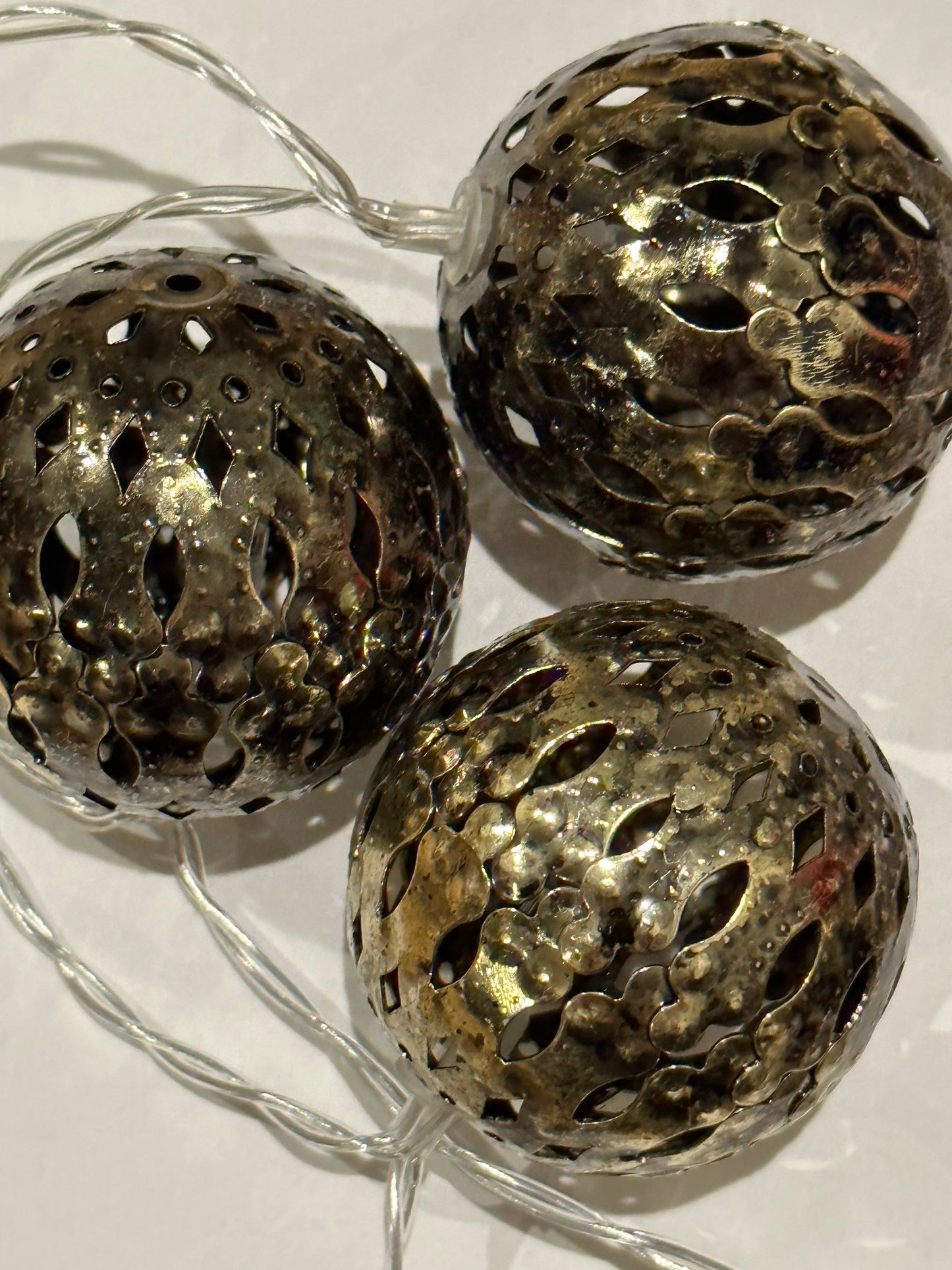 Lichttergirlande Kugel antik gold
