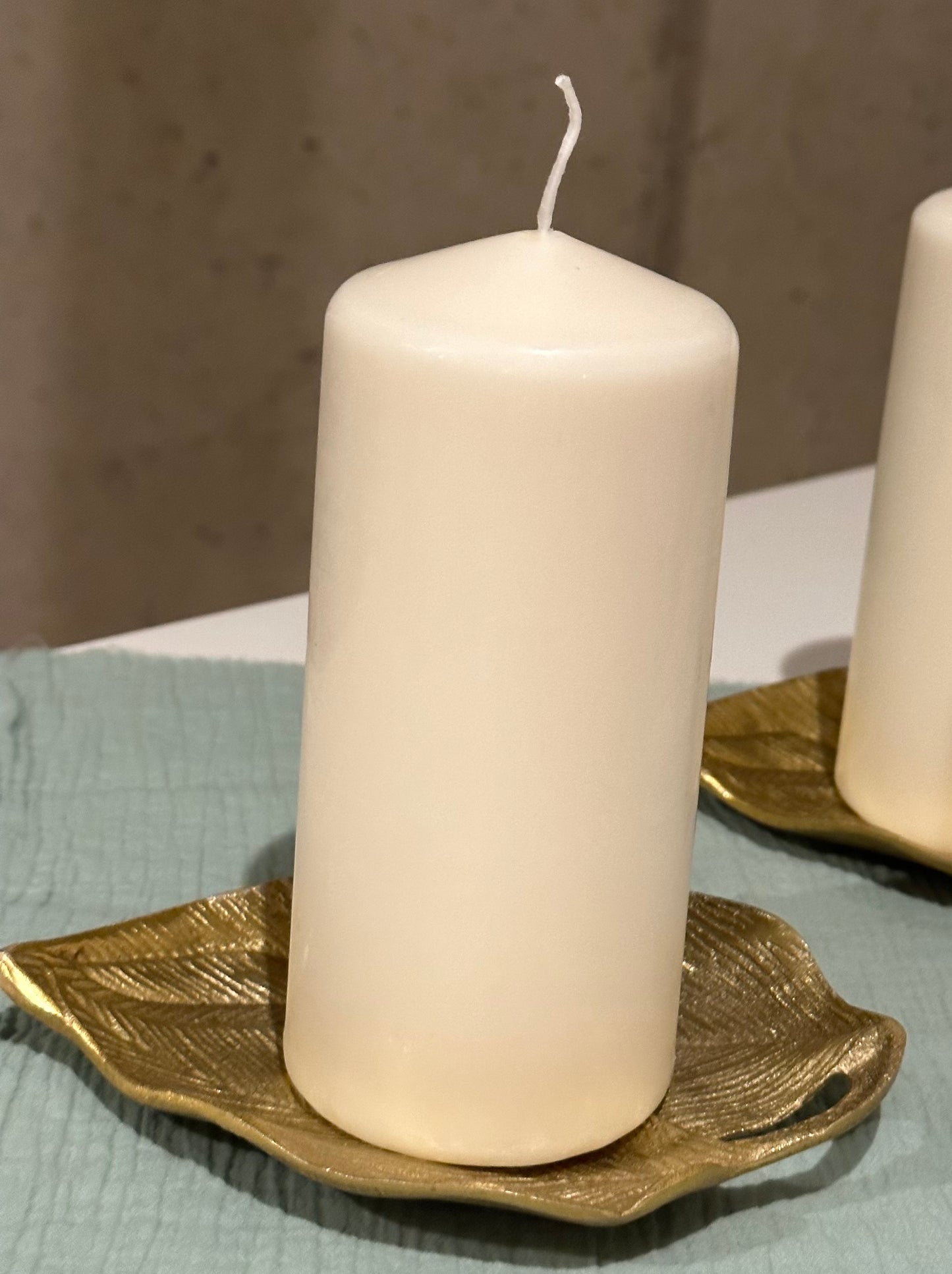 Untersetzer Blatt gold für Stumpfkerzen