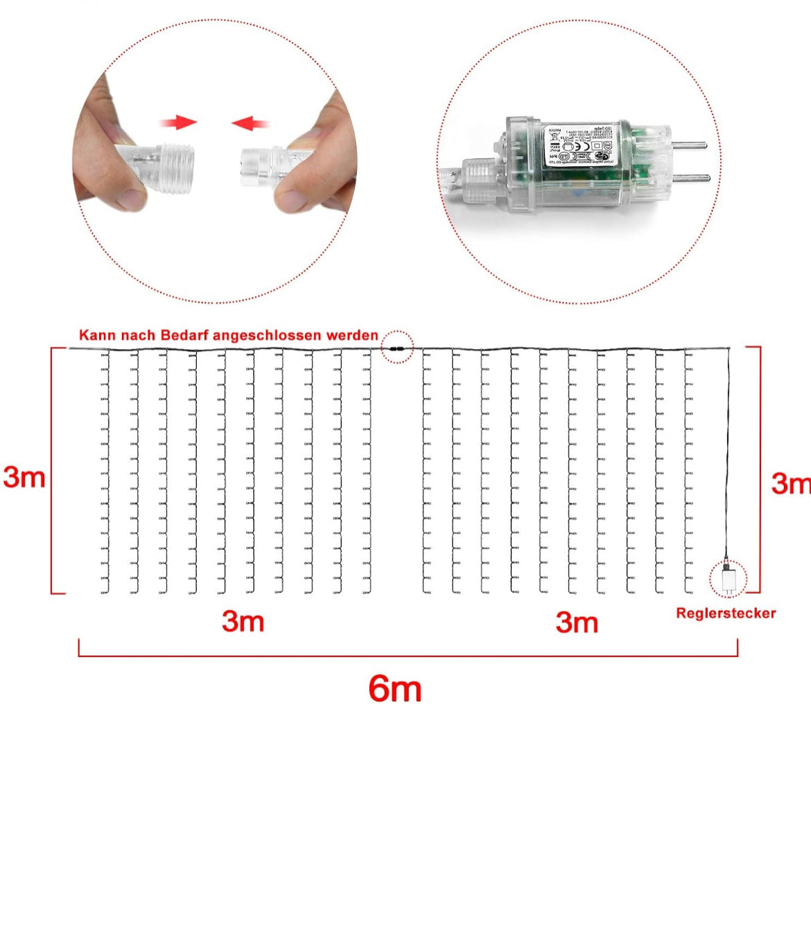 Lichtervorhang 3x6m