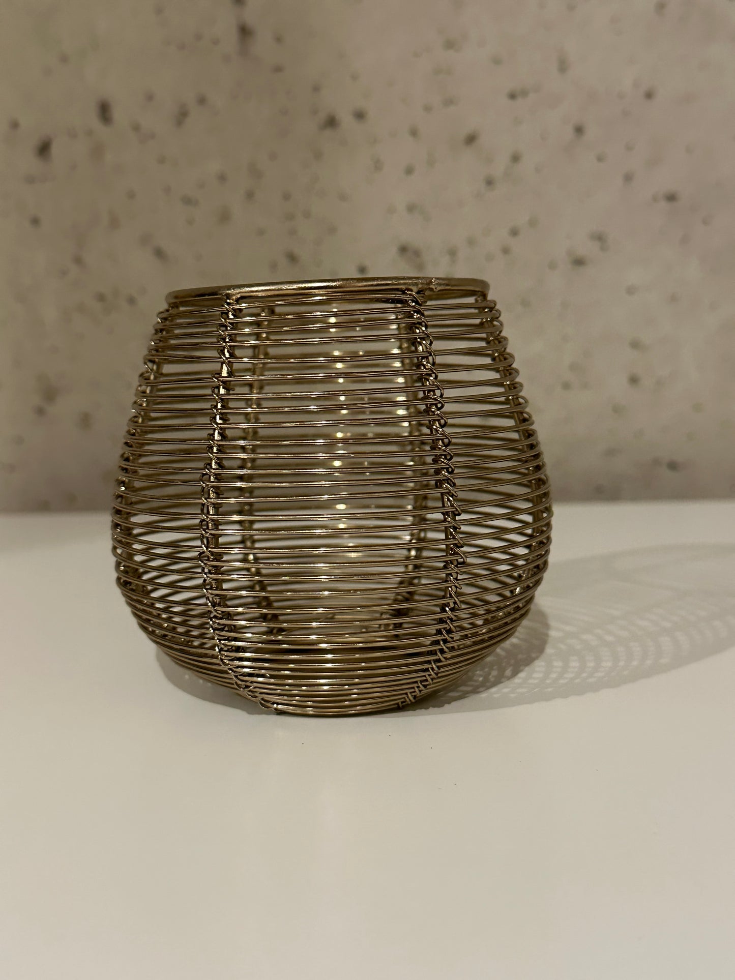 Teelichthalter Korb Metall antik gold