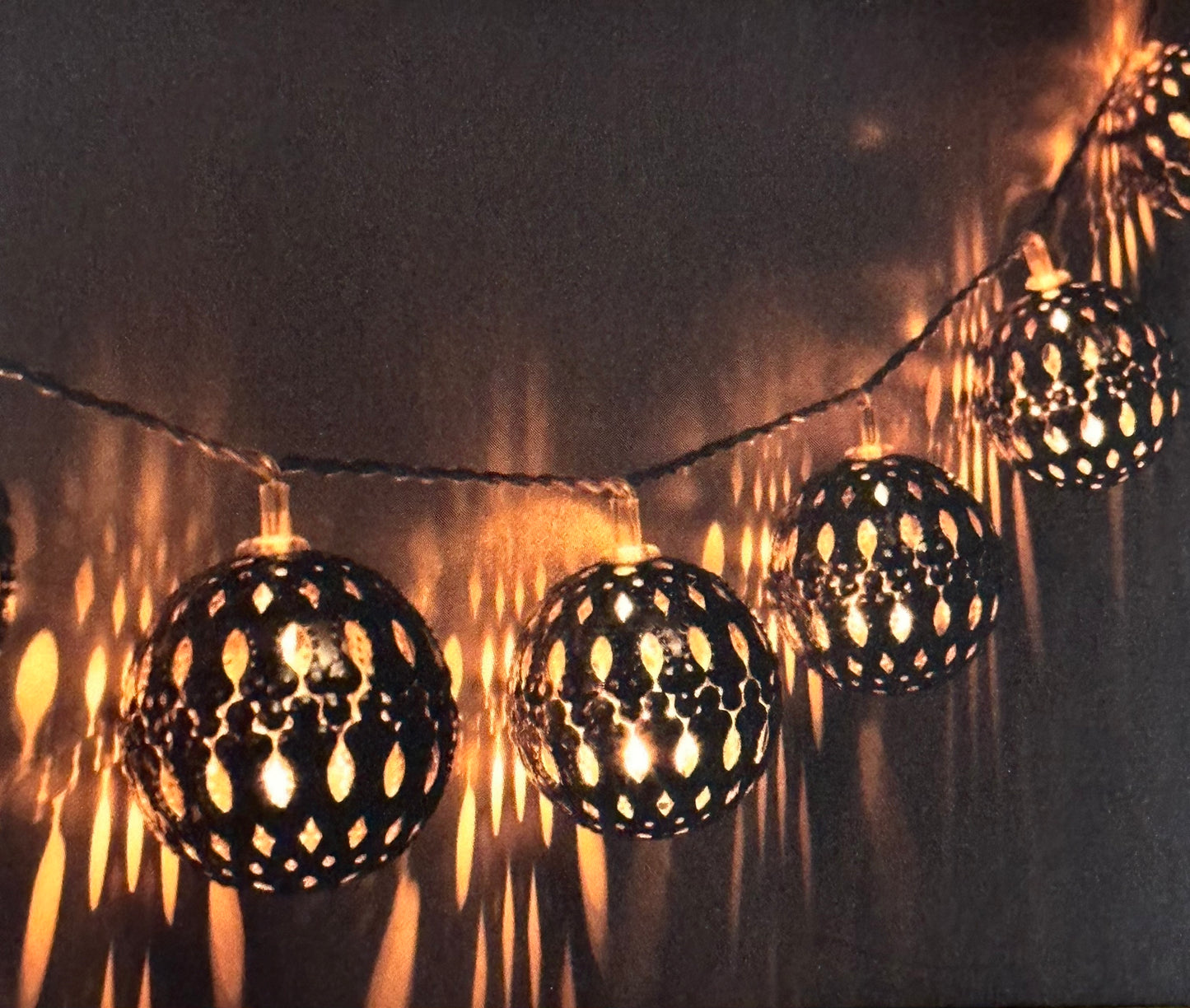 Lichttergirlande Kugel antik gold